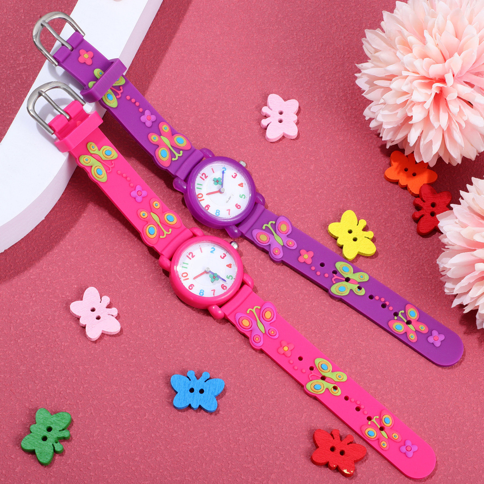 Luxury Watch With Arabic Numerals - 2Pcs Cartoon Waterproof Kids Watches with