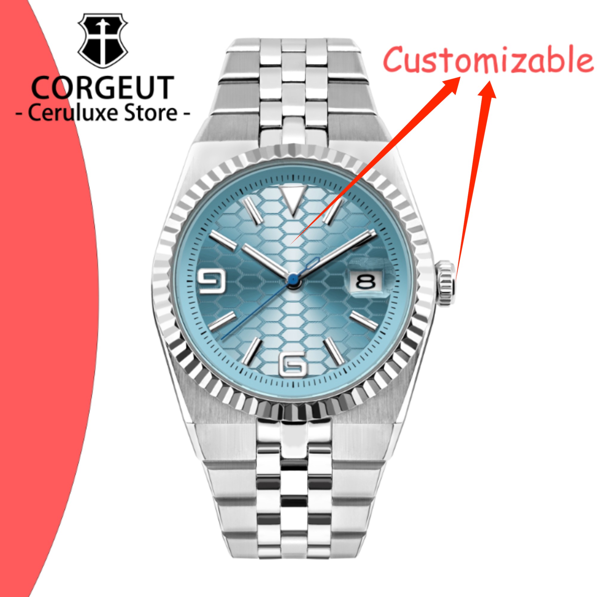 Luxury Watch With Bracelet - CUSTOM Logo Diy 40mm NH35 Mechanical