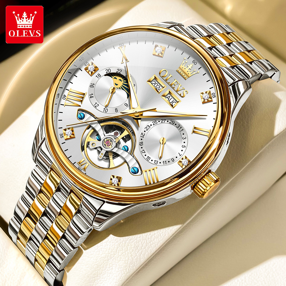 Luxury Watch Hd - OLEVS 7023 Luxury Business Men Skeleton