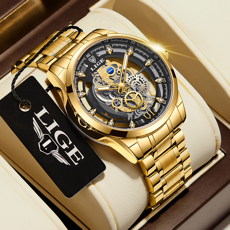 Luxury Watch Exhibition - 2026 LIGE Men Watch Skeleton Automatic