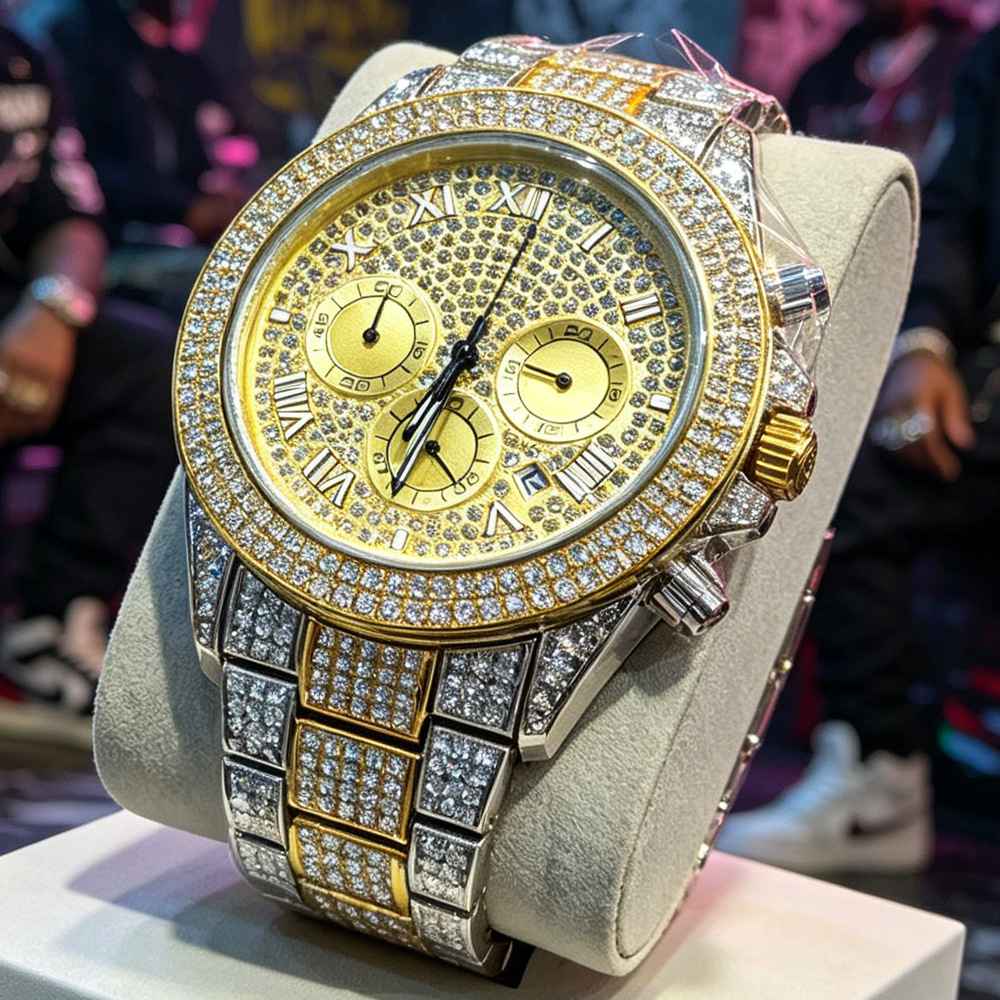 NO Logo Silver Gold Full Diamo - مراجعة Luxury Watch Brands Logo وسعره