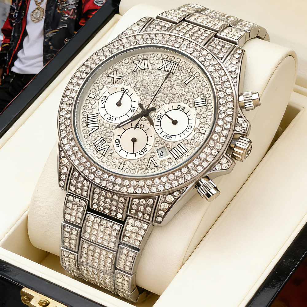 NO Logo Silver Gold Full Diamo - مراجعة Luxury Watch Brands Logo وسعره
