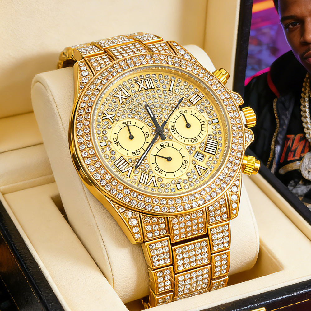 NO Logo Silver Gold Full Diamo - مراجعة Luxury Watch Brands Logo وسعره