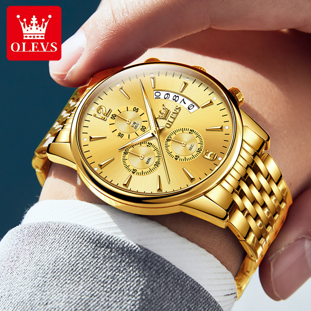 OLEVS luxury brand men's watch - مراجعة Luxury Watch With Bracelet وسعره