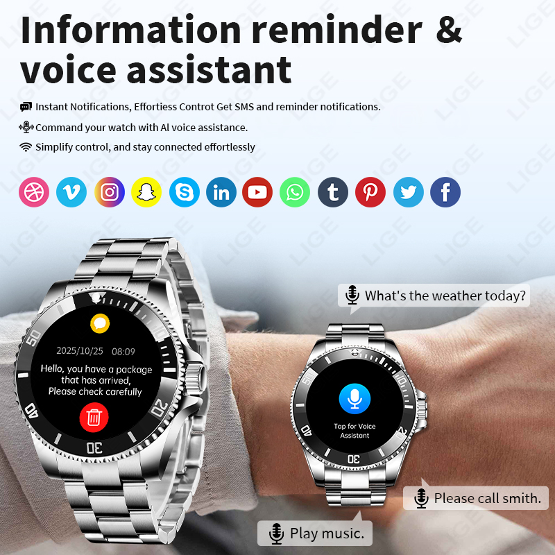 LIGE Business Smart Watch Men  - مراجعة Luxury Watch Hd وسعره