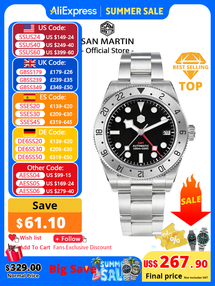 San Martin 39mm Luxury Men's W - مراجعة Luxury Watch La وسعره