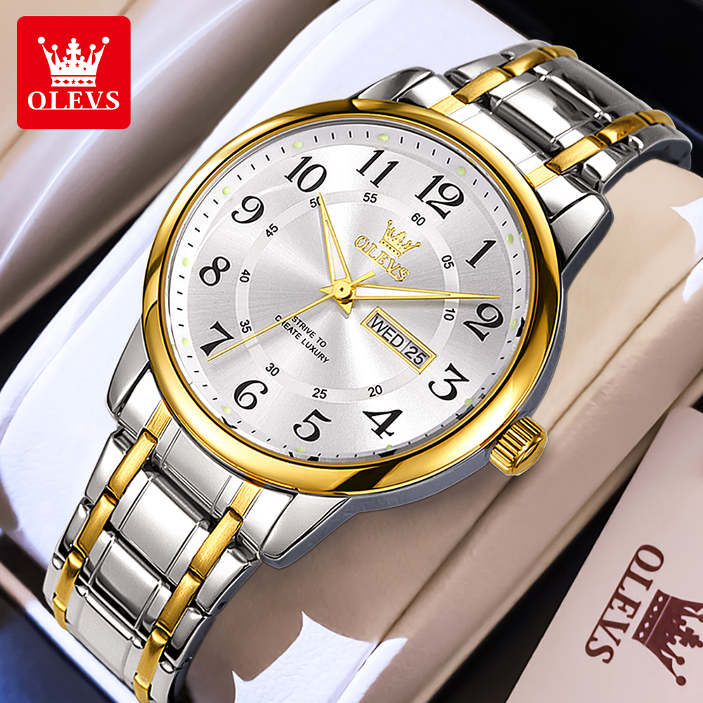 OLEVS Casual fashion men's wat - مراجعة Luxury Watch With Bracelet وسعره