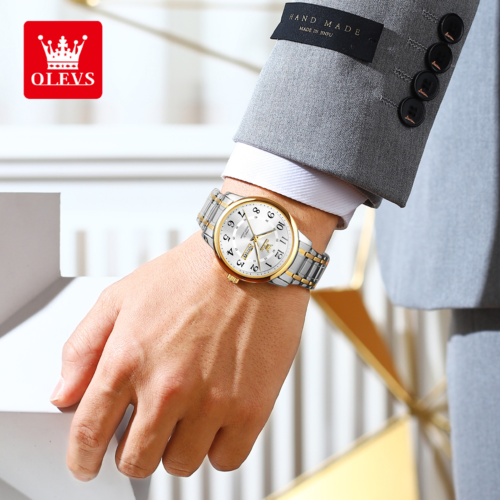 OLEVS Casual fashion men's wat - مراجعة Luxury Watch With Bracelet وسعره