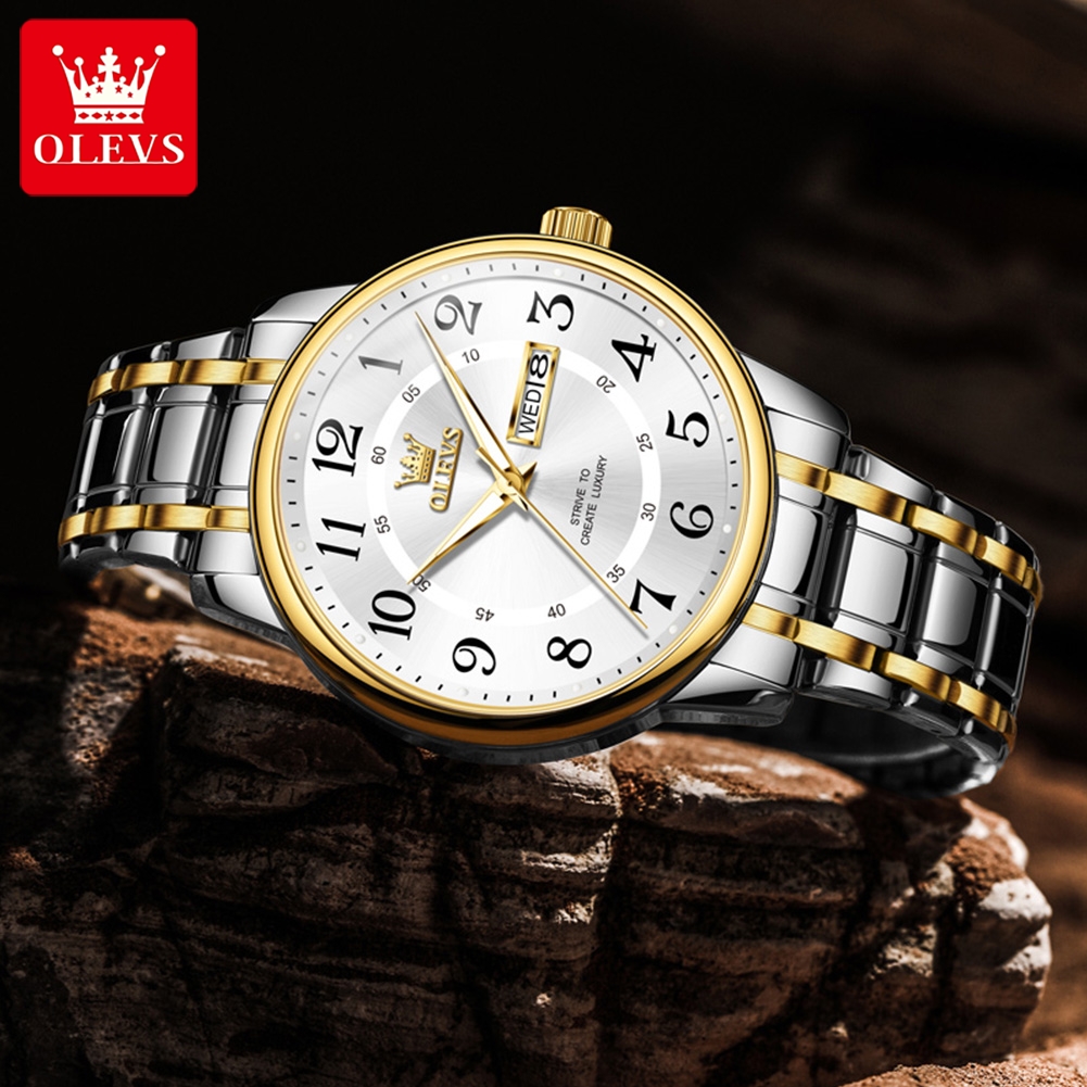 OLEVS Casual fashion men's wat - مراجعة Luxury Watch With Bracelet وسعره
