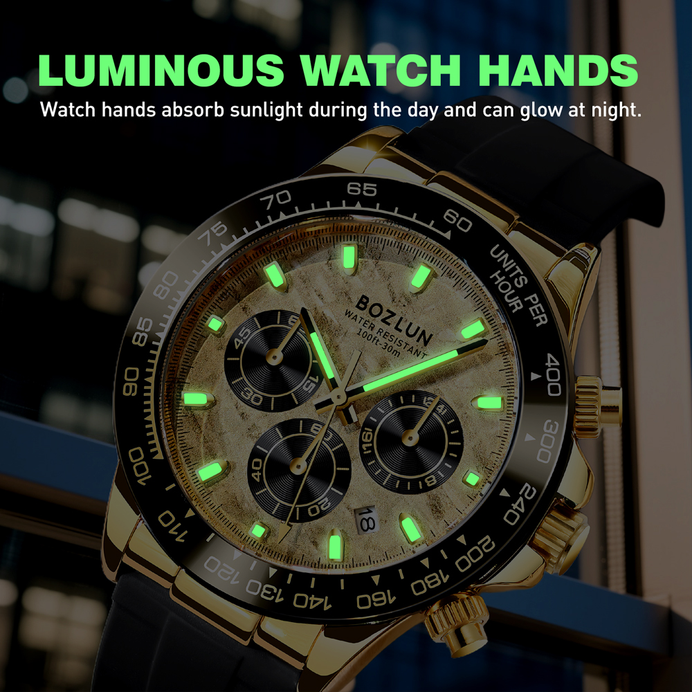 BOZLUN Chronograph Movement Qu - مراجعة Luxury Watch List وسعره