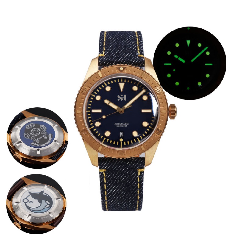 42mm Bronze Mens Watch Mechani - مراجعة Bronze Case Watch وسعره