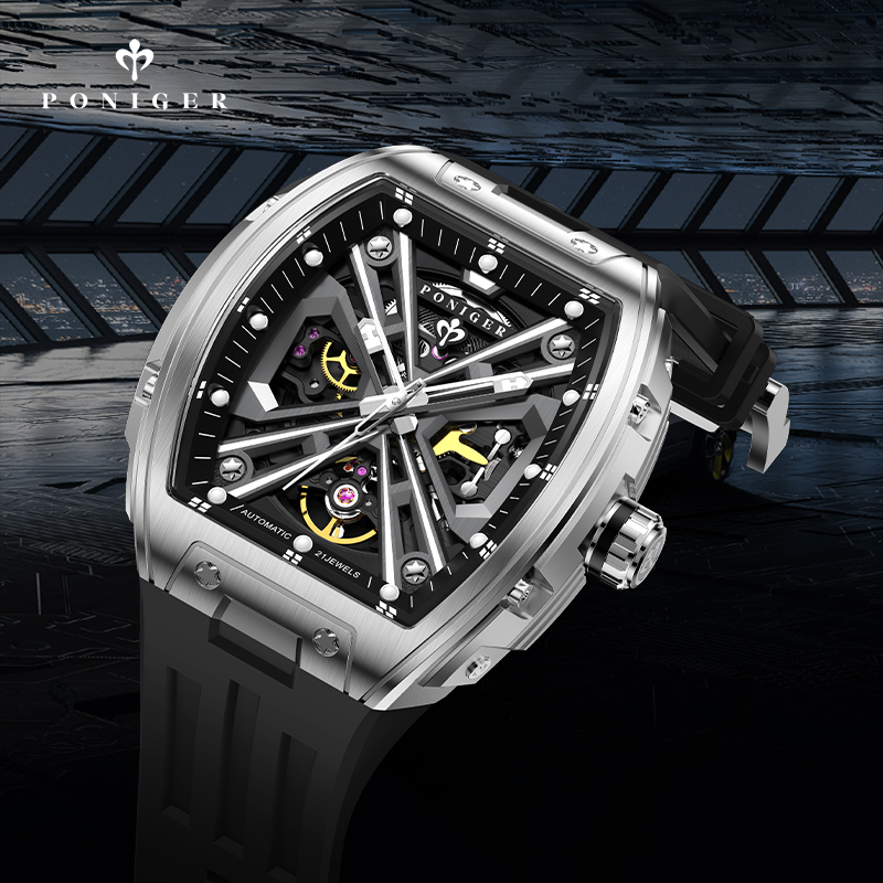 PONIGER Luxury Automatic Mecha - مراجعة Luxury Watch On Rubber Strap وسعره