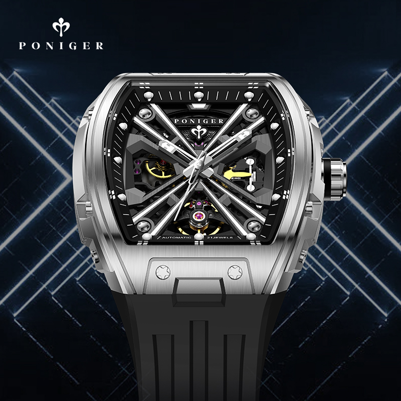 PONIGER Luxury Automatic Mecha - مراجعة Luxury Watch On Rubber Strap وسعره