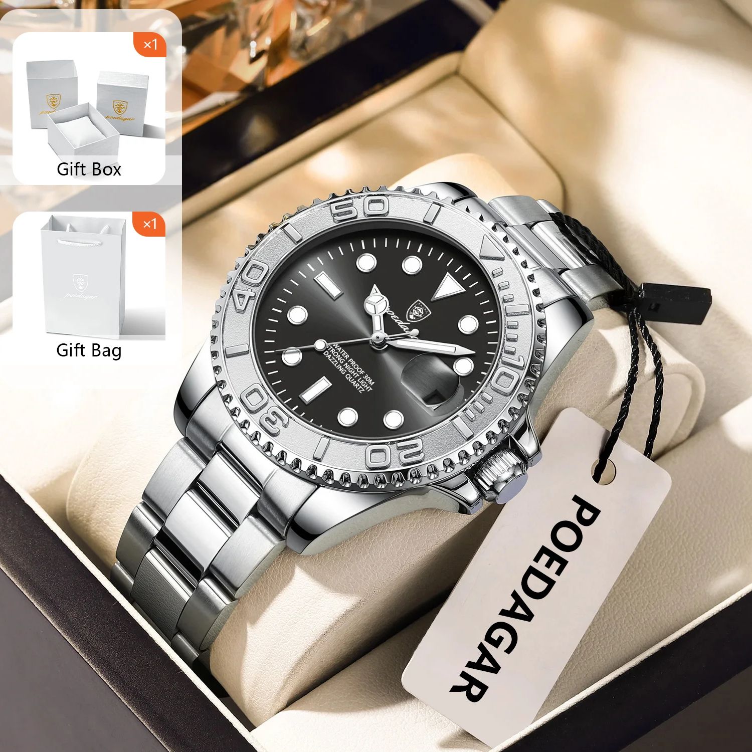 POEDAGAR Trendy Sport Man Watc - مراجعة Luxury Watch With Bracelet وسعره