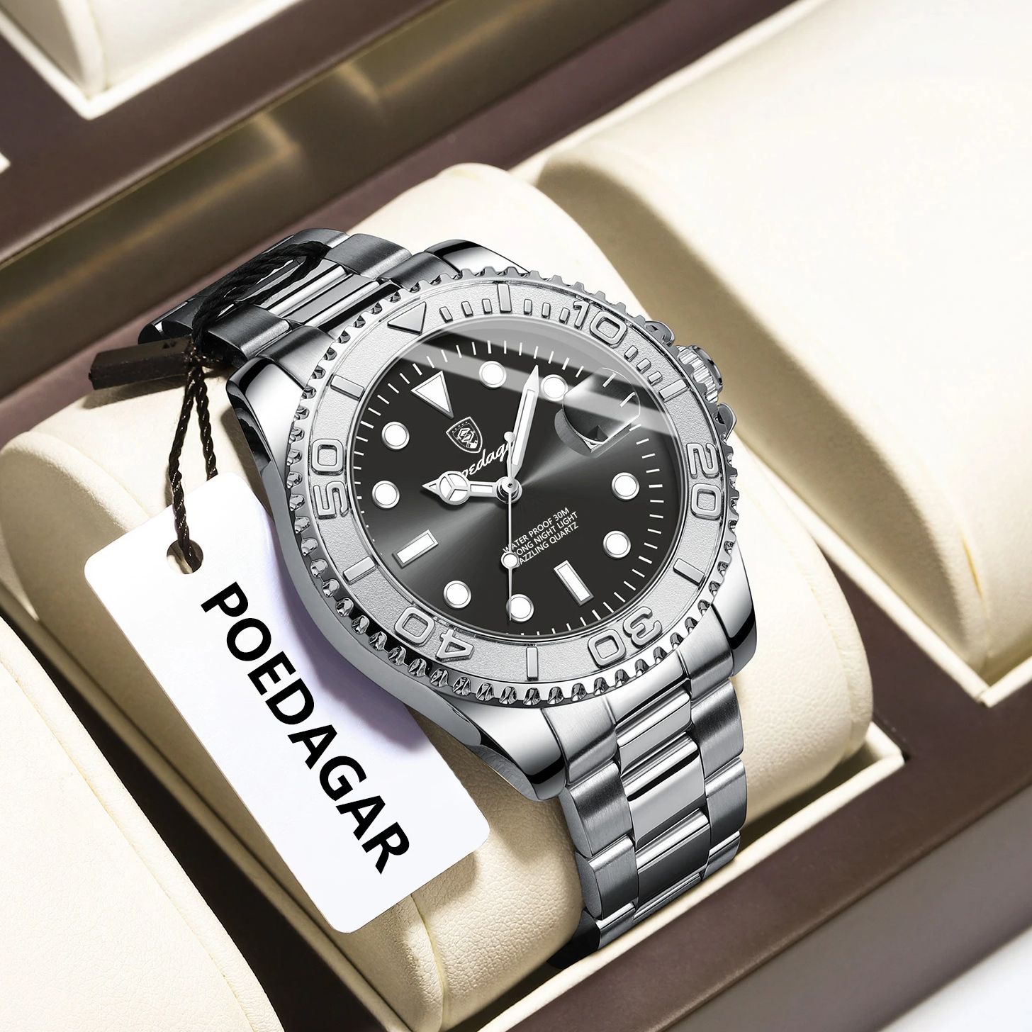 POEDAGAR Trendy Sport Man Watc - مراجعة Luxury Watch With Bracelet وسعره