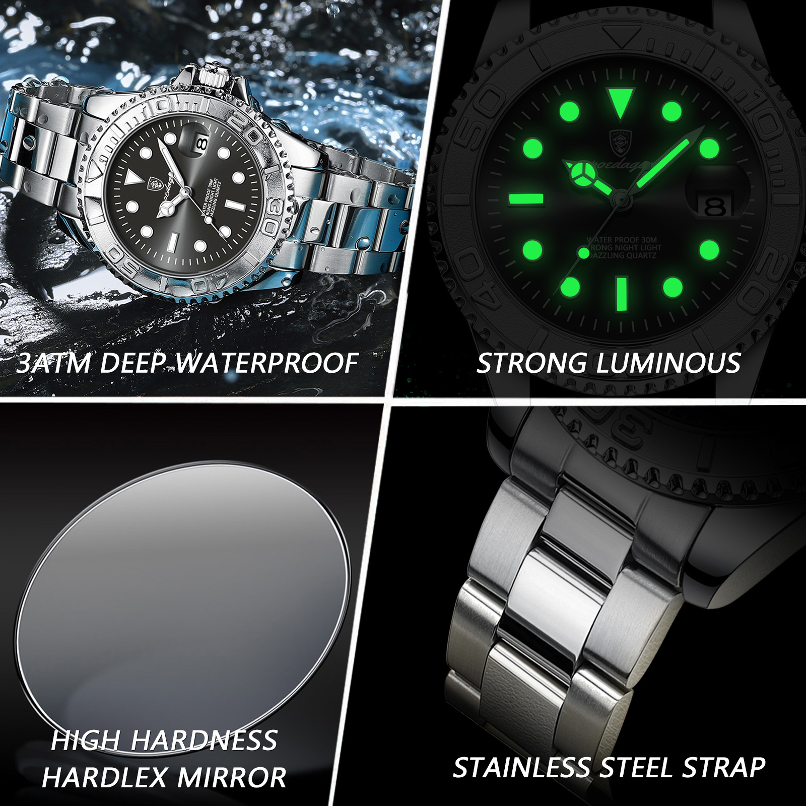 POEDAGAR Trendy Sport Man Watc - مراجعة Luxury Watch With Bracelet وسعره