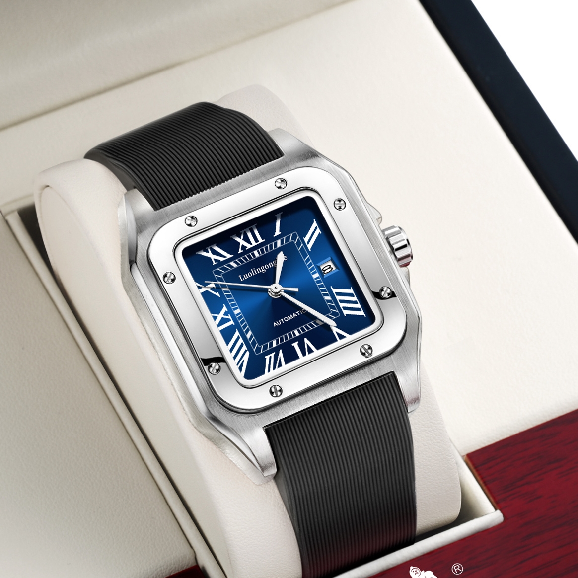 Square-Shaped Popular Men's Me - مراجعة Luxury Watch On Rubber Strap وسعره