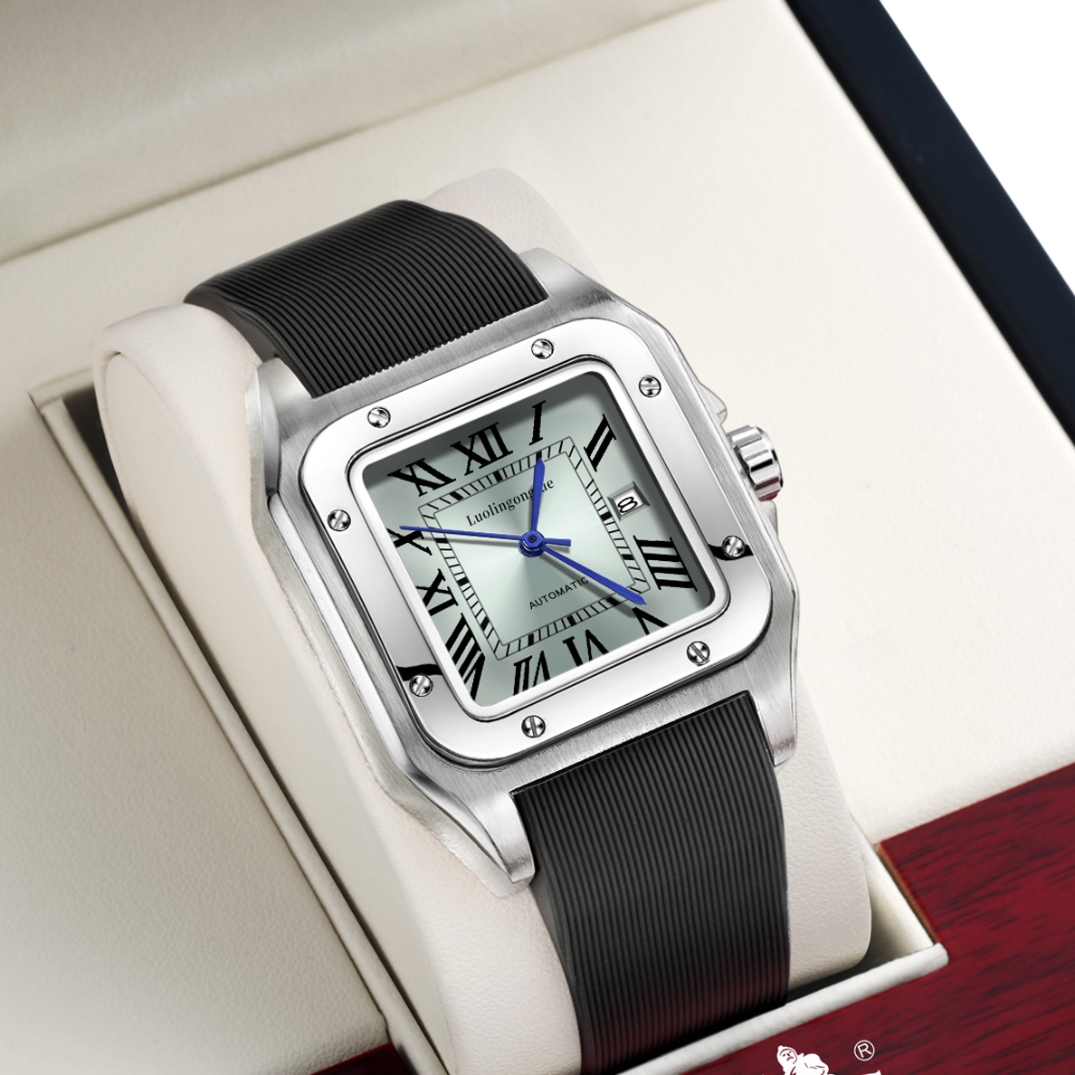 Square-Shaped Popular Men's Me - مراجعة Luxury Watch On Rubber Strap وسعره
