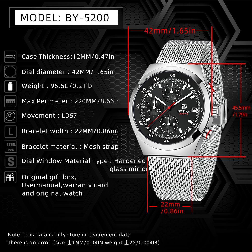 BENYAR Top Luxury Brand Men's  - مراجعة Luxury Watch With Bracelet وسعره